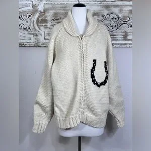 Vintage | Sweaters | Vintage Cowichan Zip Up Cream Sweater With